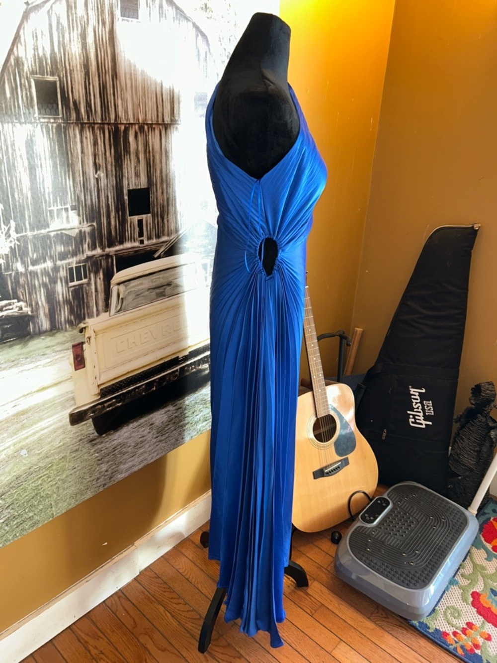House of Harlow One-Shoulder Pleated Cobalt Blue Evening Dress - Picture 4 of 5